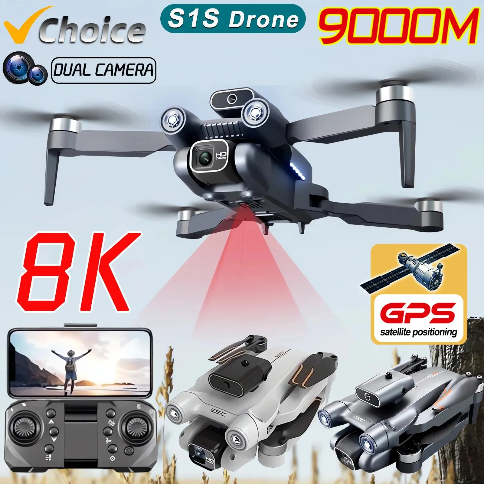 New S1S 5G GPS Drone Camera 8K - Drone Camera Hd のレビューと価格