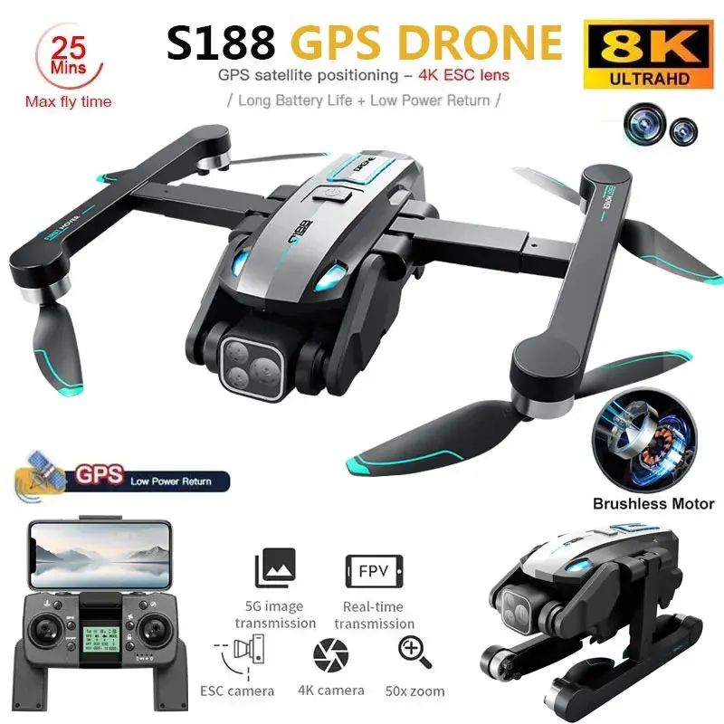 S188 Professional 8K GPS Drone - Drone Camera Professional のレビューと価格